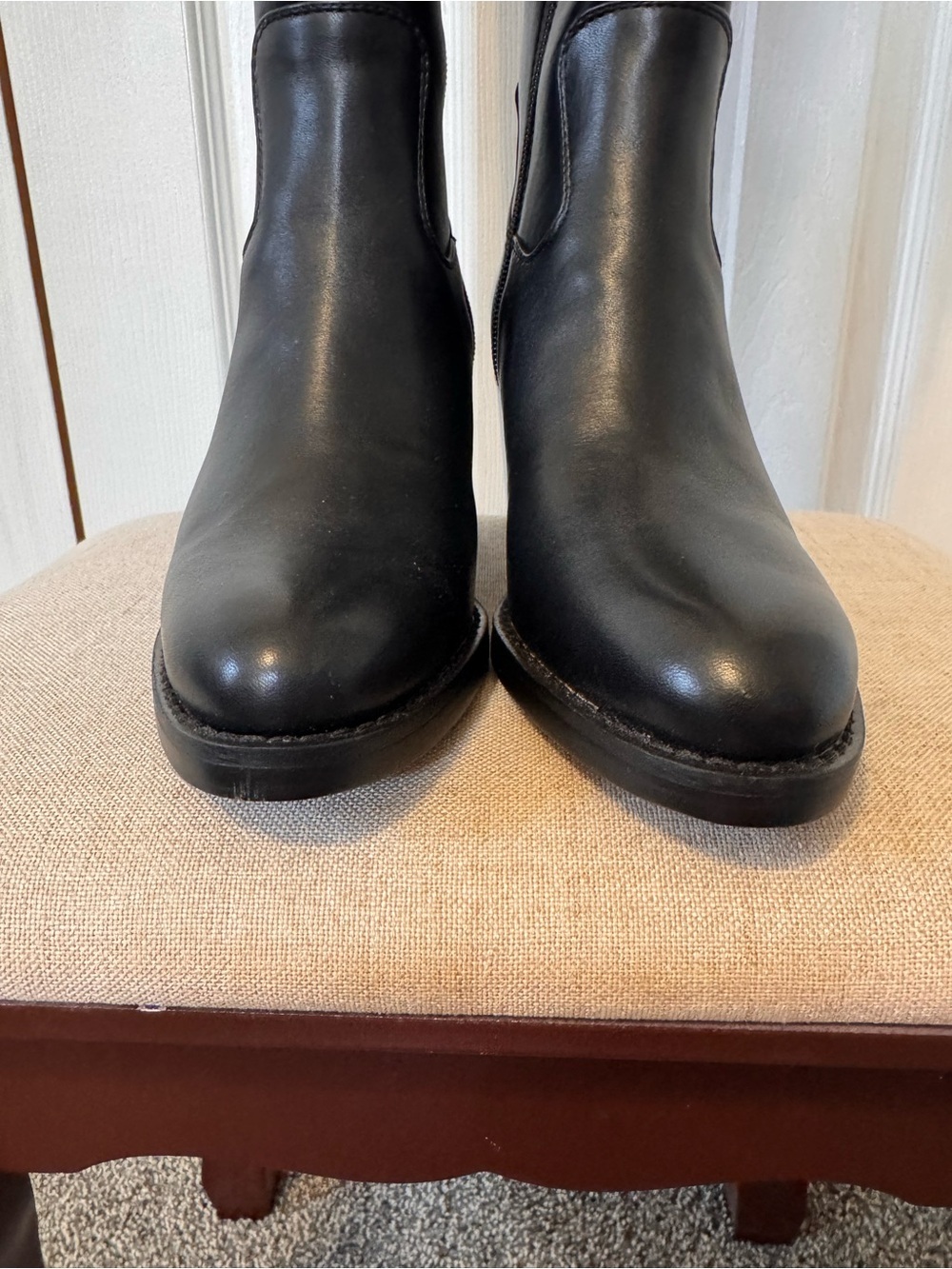 Franco Sparto Women Black Wide Calf Knee High Faux Leather Block Heel Boot Sz 7W - Picture 6 of 16